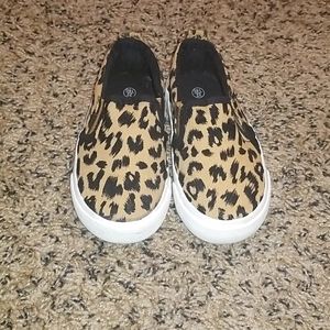 Leopard print slip on shoes